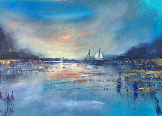 “Lonely Dawn”, Acrylic on Paper, 10x13.5” framed