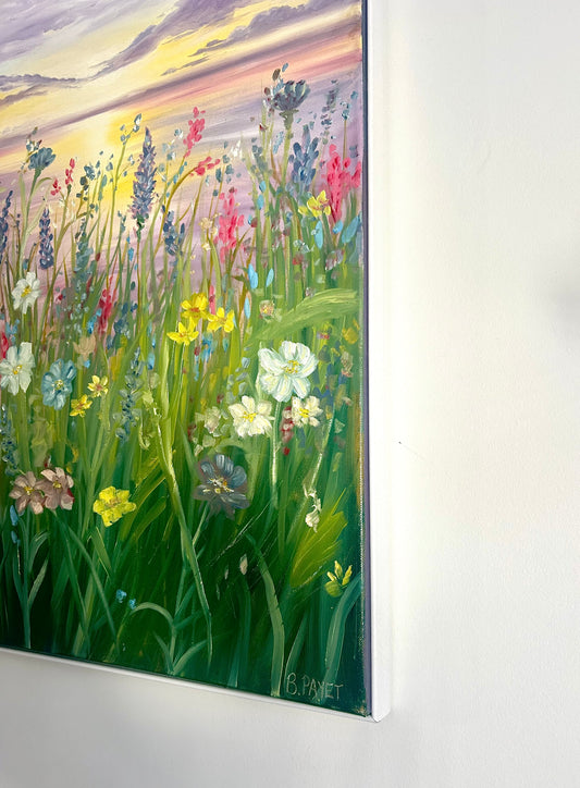 “Wildflowers at Dusk”, 32x24”, Oil on Canvas, Original Painting.