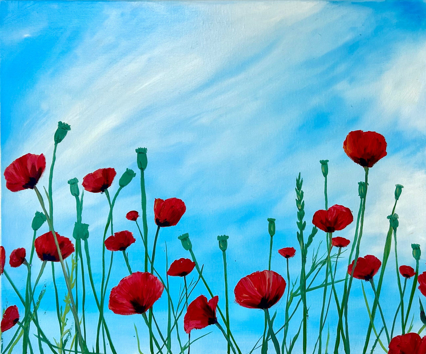 "Spring Poppies", original oil painting by Bethany Payet. Oil on canvas, 20x24".