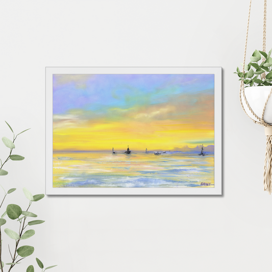 "Drifting into Dusk" 16x12" Framed Print - White